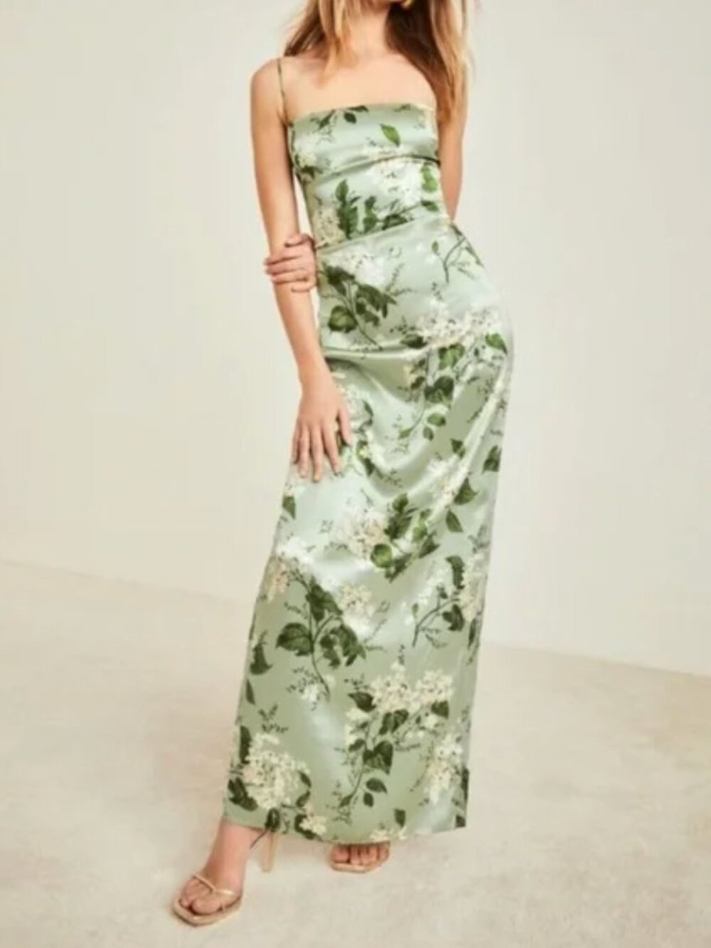 Reformation Frankie Silk Dress - Tea Garden Size 4